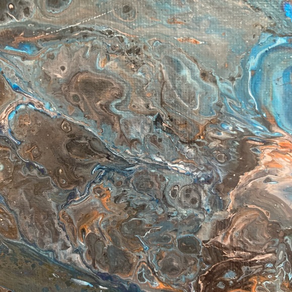 Original Artwork Painting Canvas Abstract Blue Swirls 12 x 12 Acrylic. - Picture 7 of 16